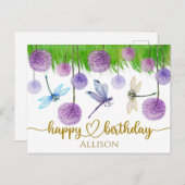 Happy Birthday Wild Flowers Waterverf Post Kaart (Voorkant / Achterkant)