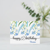 Happy Birthday Wild Flowers Waterverf Post Kaart (Staand voorkant)