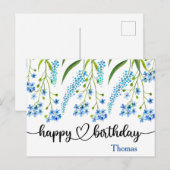 Happy Birthday Wild Flowers Waterverf Post Kaart (Voorkant / Achterkant)