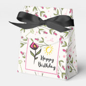 Happy Birthday -  wilde bloemen en zon Bedankdoosjes (Voorkant Zijde)