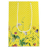 Happy Birthday Wildflowers op Polka Dots Medium Cadeauzakje (Achterkant)
