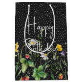 Happy Birthday Wildflowers op Polka Dots Medium Cadeauzakje (Voorkant)