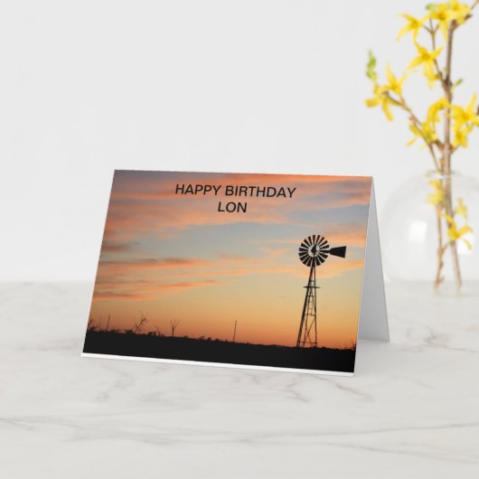 Happy Birthday Windmill Silhouette Card Kaart (Gele Bloem)