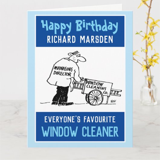 Happy Birthday Window Cleaner Kaart (Gele Bloem)