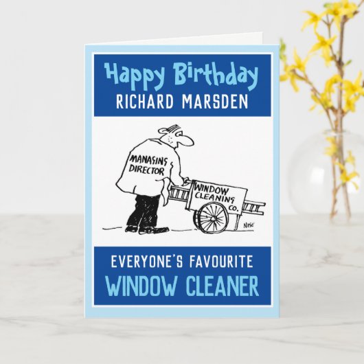 Happy Birthday Window Cleaner Kaart (Gele Bloem)