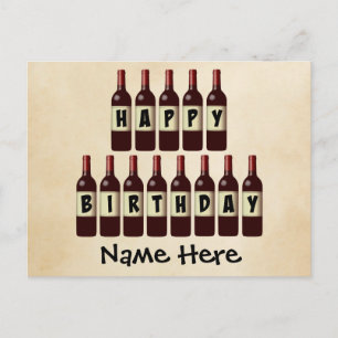 Happy Birthday Wine Botles Gepersonaliseerd Briefkaart