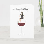 Happy Birthday - Wine Glass Kaart (Voorkant)
