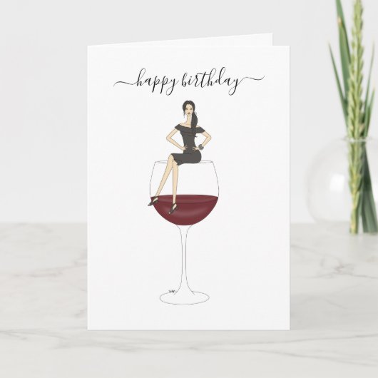 Happy Birthday - Wine Glass Kaart (Voorkant)