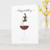 Happy Birthday - Wine Glass Kaart (Gele Bloem)