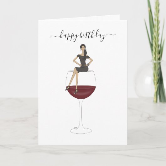 Happy Birthday - Wine Glass Kaart (Voorkant)