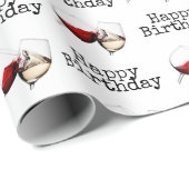 Happy Birthday Wine Toast White Cadeaupapier (Rol Hoek)