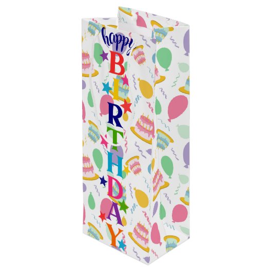 Happy Birthday Wine Wijn Cadeautas (Achterkant Gekanteld)