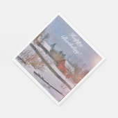 Happy Birthday Winter Boerderij Scene Servet (Hoek)