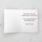 Happy Birthday Wish Whimsical Pink Flamingo Kaart (Binnen)