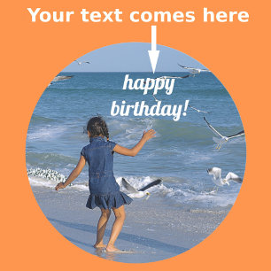 Happy Birthday Wishes Blue Water Beach Foto Ronde Sticker