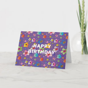 Happy Birthday Wishes Modern Floral Art Kaart