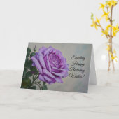 Happy Birthday Wishes Paarse Roos Flower Kaart (Gele Bloem)