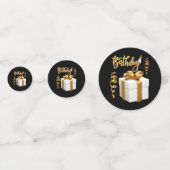 Happy Birthday Wit Gouden Tafel Confetti (Achterkanten)