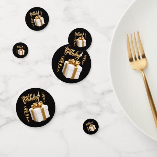 Happy Birthday Wit Gouden Tafel Confetti (Groep)