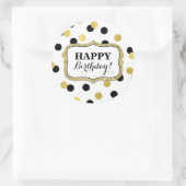 Happy Birthday Wit Zwart Goud Confetti Ronde Sticker (Tas)