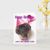 Happy birthday with a Leonberger puppy Kaart (Gele Bloem)