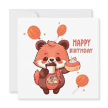 "Happy Birthday with a Schattige Raccoon and Cake"