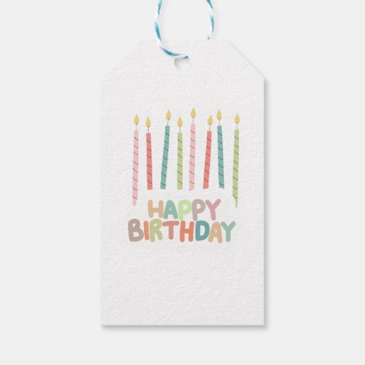 Happy Birthday With Candles  Cadeaulabel (Achterkant)