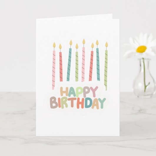 Happy Birthday with Candles Folded Greeting Card Kaart (Kleine Plant)