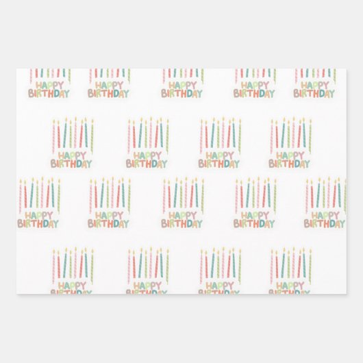 Happy Birthday With Candles Inpakpapier Vel (Voorkant 3)