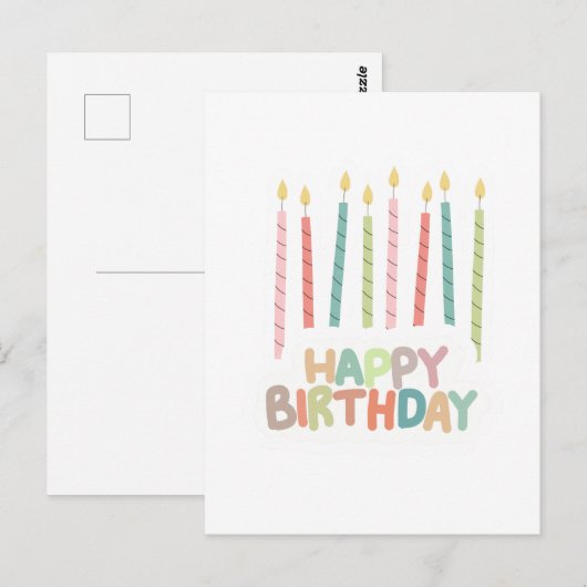 Happy Birthday with Candles on Briefkaart (Voorkant / Achterkant)