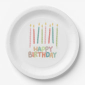 Happy Birthday with Candles on Paper Plates Papieren Bordje (Voorkant)