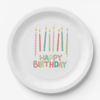 Happy Birthday with Candles on Paper Plates Papieren Bordje