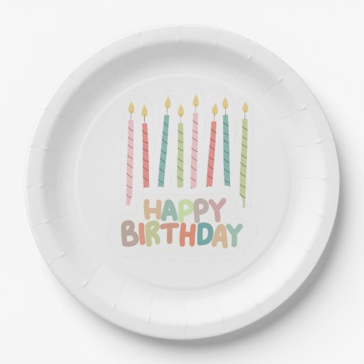Happy Birthday with Candles on Paper Plates Papieren Bordje (Voorkant)