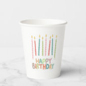 Happy Birthday with Candles Paper Cup Papieren Bekers (Achterkant)