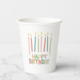 Happy Birthday with Candles Paper Cup Papieren Bekers