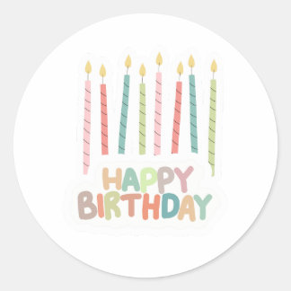 Happy Birthday With Candles  Ronde Sticker