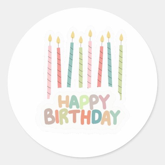 Happy Birthday With Candles Sticker Label (Voorkant)