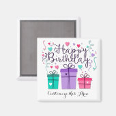 "Happy Birthday with Gift Boxes" Aanpassen Magneet (Voorkant / Achterkant)
