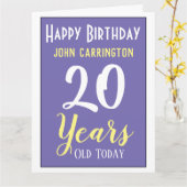 Happy Birthday with Name & Age 20 Years Card Kaart (Gele Bloem)