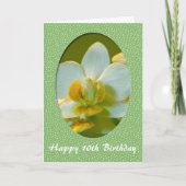 Happy Birthday, witte orchidee bloemen in groen ko Kaart (Voorkant)