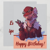 Happy Birthday wolf, anime Feestdagenkaart (Voorkant / Achterkant)