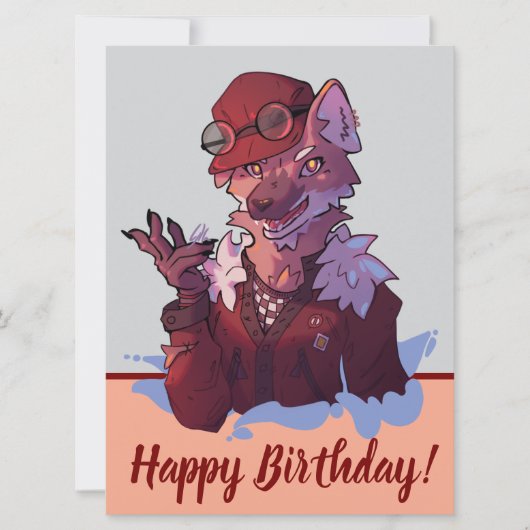 Happy Birthday wolf, anime Feestdagenkaart (Voorkant)