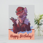 Happy Birthday wolf, anime Feestdagenkaart (Staand voorkant)