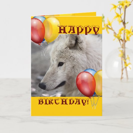 HAPPY BIRTHDAY wolf Kaart (Gele Bloem)