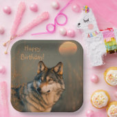 Happy Birthday Wolf Papieren Bordje (Feest)