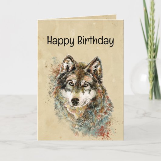Happy Birthday Wolf, Wolves Poem Verse Kaart (Voorkant)