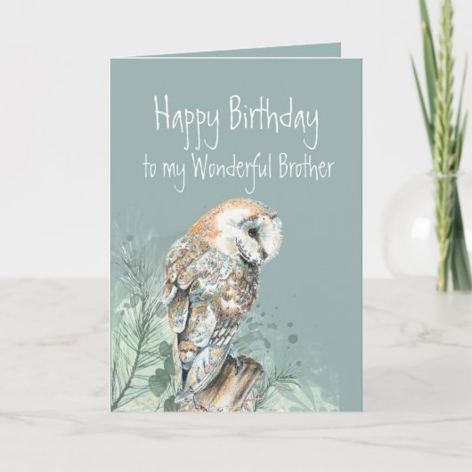 Happy Birthday Wonderful Brother Barn Owl Bedankkaart (Voorkant)