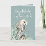 Happy Birthday Wonderful Brother Barn Owl Bedankkaart<br><div class="desc">Als je Wonderful Brother dol is op natuur of wilde dieren zal hij van deze 'Birthday'-kaart houden.</div>
