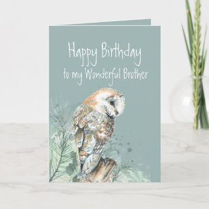 Happy Birthday Wonderful Brother Barn Owl Bedankkaart