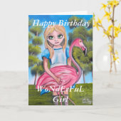 Happy Birthday, WoNdErFuL Girl Alice in wonderland Kaart (Gele Bloem)
